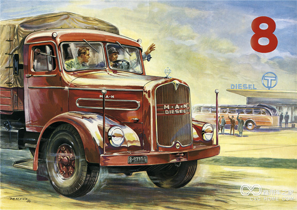 1951年,匹配了V8發(fā)動機的曼恩F8卡車，可達180 馬力。.jpg